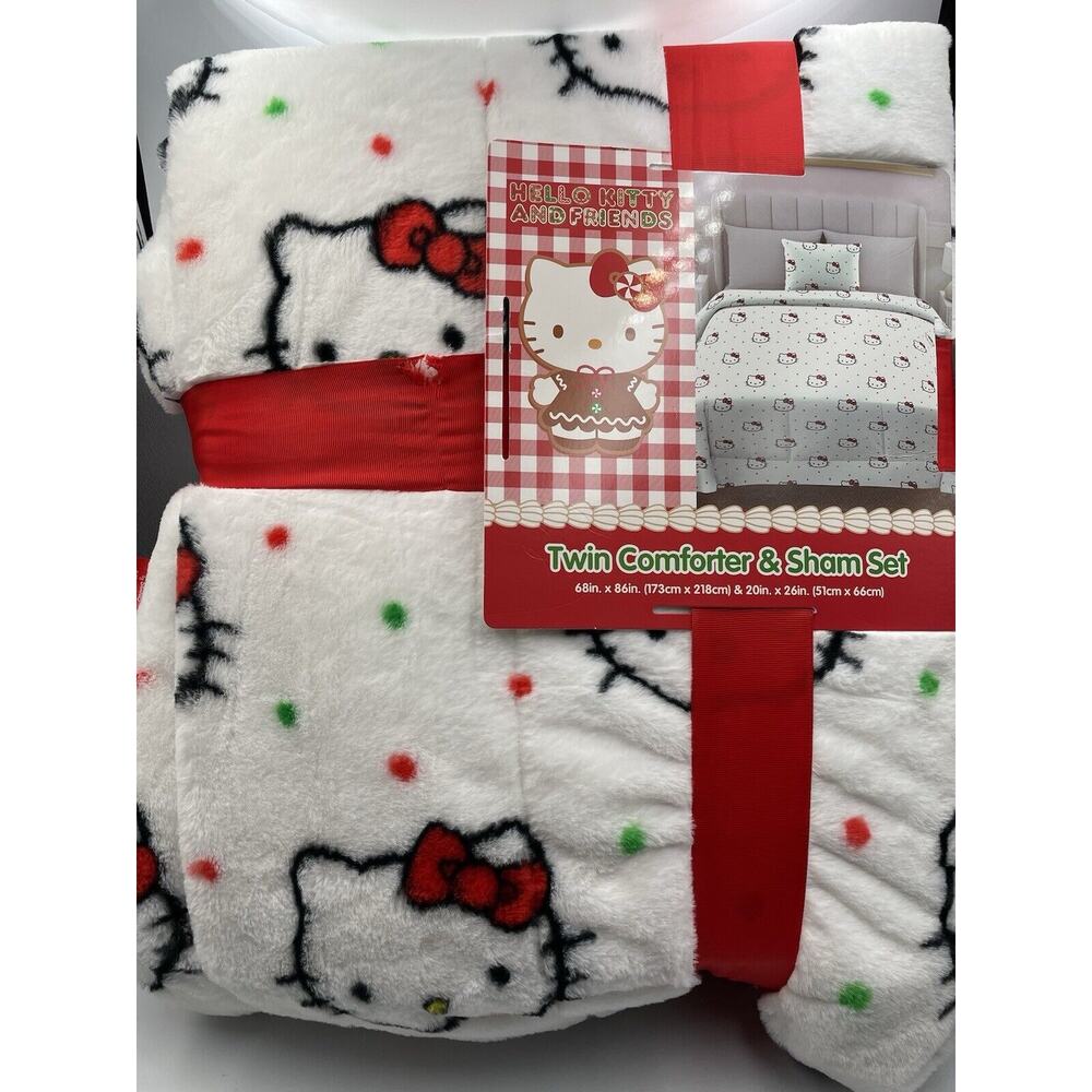 VIRAL Hello Kitty Christmas Twin Size Comforter & Sham Set ~ NEW WITH TAG~